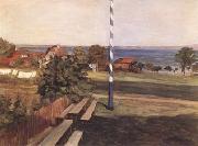 Leibl, Wilhelm Landscape with Flagpole (mk09) oil painting artist